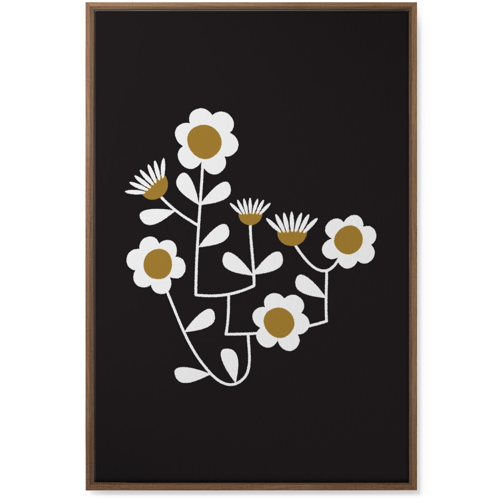 Mod Hanging Floral Wall Art, Natural, Single piece, Canvas, 24x36, Black, Charcoal