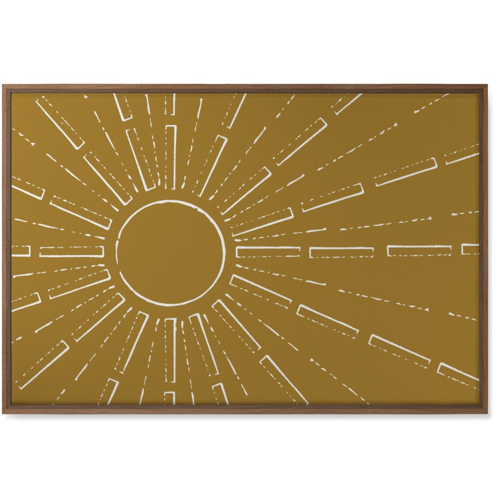 Midcentury Sunburst Wall Art, Natural, Single piece, Canvas, 24x36, Yellow