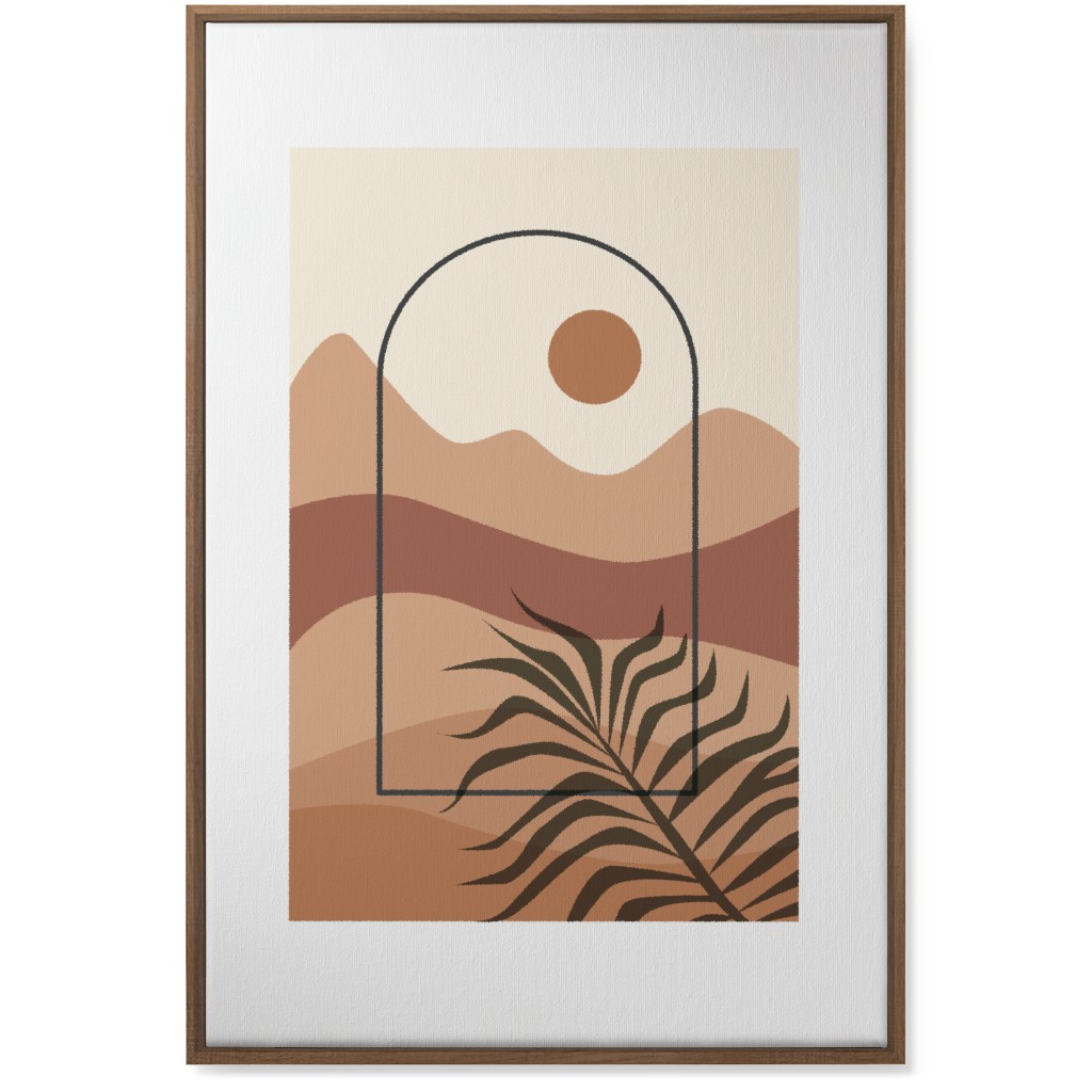 Floating Frame Abstract Mountain Landscape Wall Art, Natural, Single piece, Canvas, 24x36, Multicolor