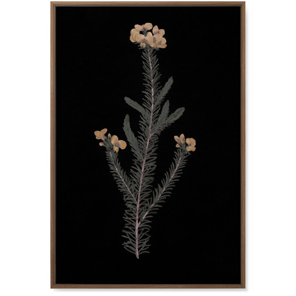 Midnight Botanical - Black and Green Wall Art, Natural, Single piece, Canvas, 24x36, Black