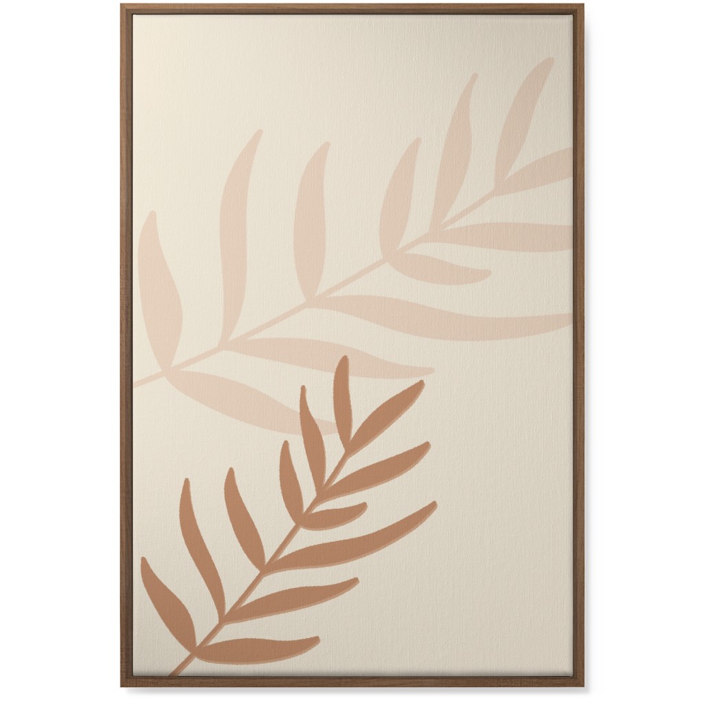 Fern Leaves in Neutral Earth Tones Wall Art, Natural, Single piece, Canvas, 24x36, Beige, Cream