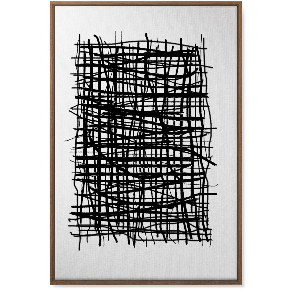 Woven Abstraction - Black on White Wall Art, Natural, Single piece, Canvas, 24x36, Black, Black