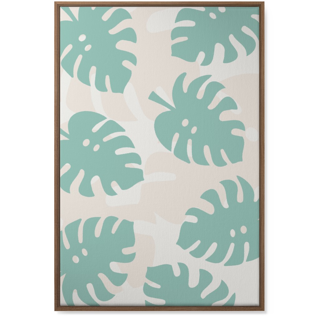Monstera Leaves in Earth Tones Wall Art, Natural, Single piece, Canvas, 24x36, Green, Frost