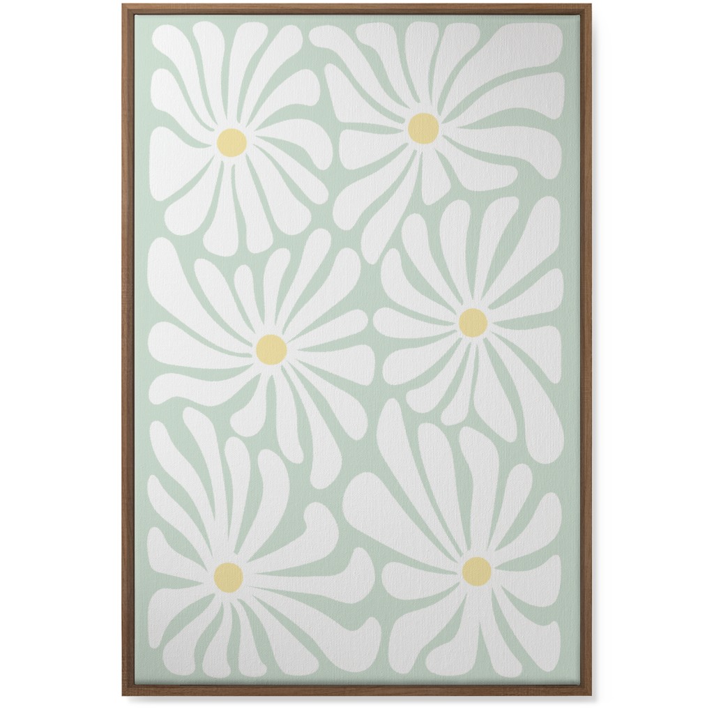Retro Daisies Wall Art, Natural, Single piece, Canvas, 24x36, Green