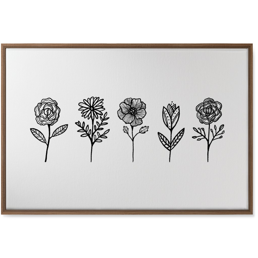 Floral Studies - Black and White Wall Art, Natural, Single piece, Canvas, 24x36, White