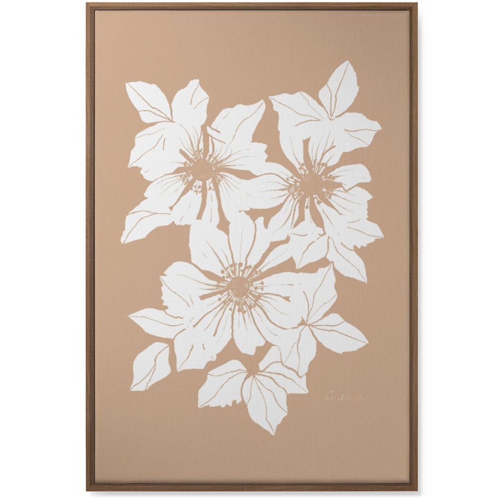 Botanical Big Anemones Wall Art, Natural, Single piece, Canvas, 24x36, Beige