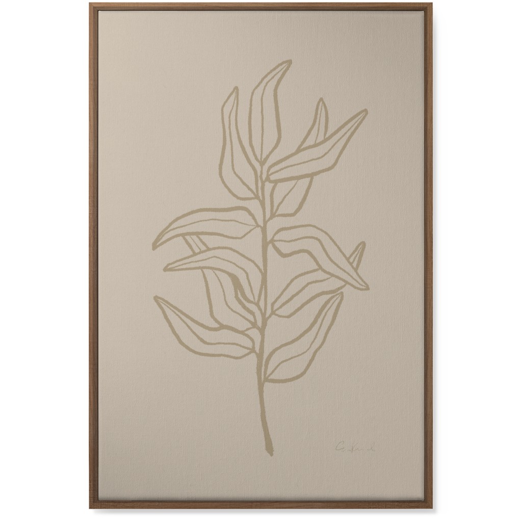 Botanical Eucalyptus Branch Wall Art, Natural, Single piece, Canvas, 24x36, Beige, Pebble