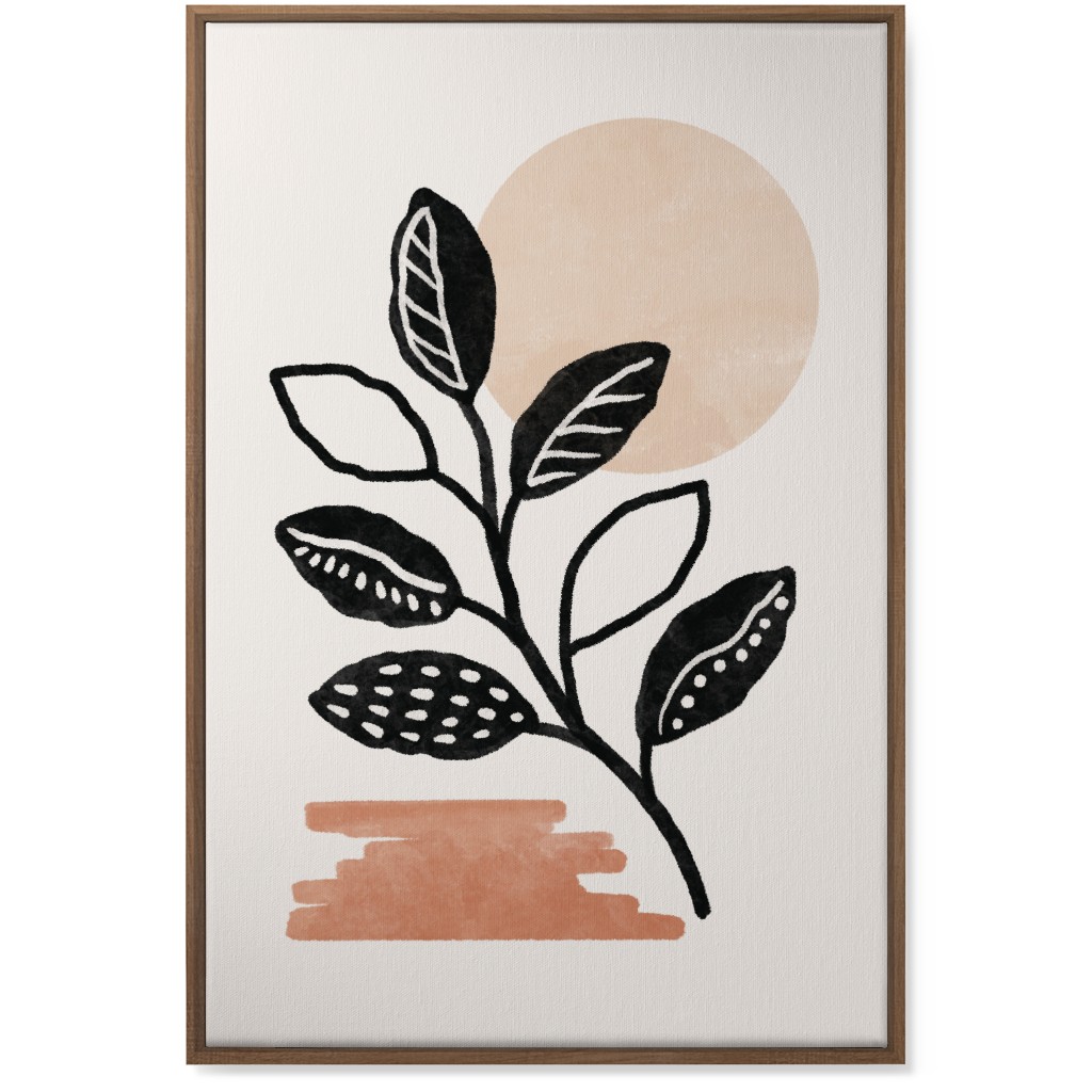 Leaves in the Moonlight Wall Art, Natural, Single piece, Canvas, 24x36, Beige, Tan
