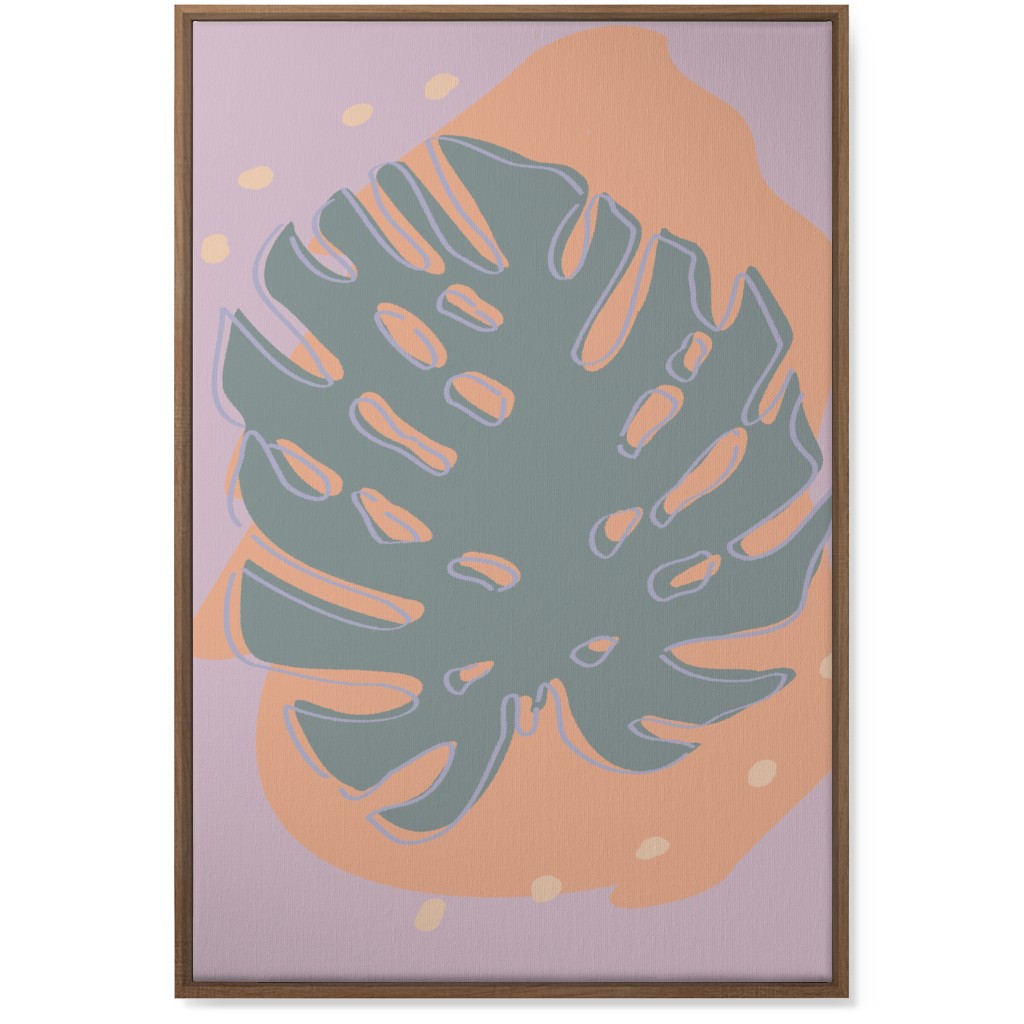 Modern Monstera Leaf - Green and Purple Wall Art, Natural, Single piece, Canvas, 24x36, Green, Classic Green