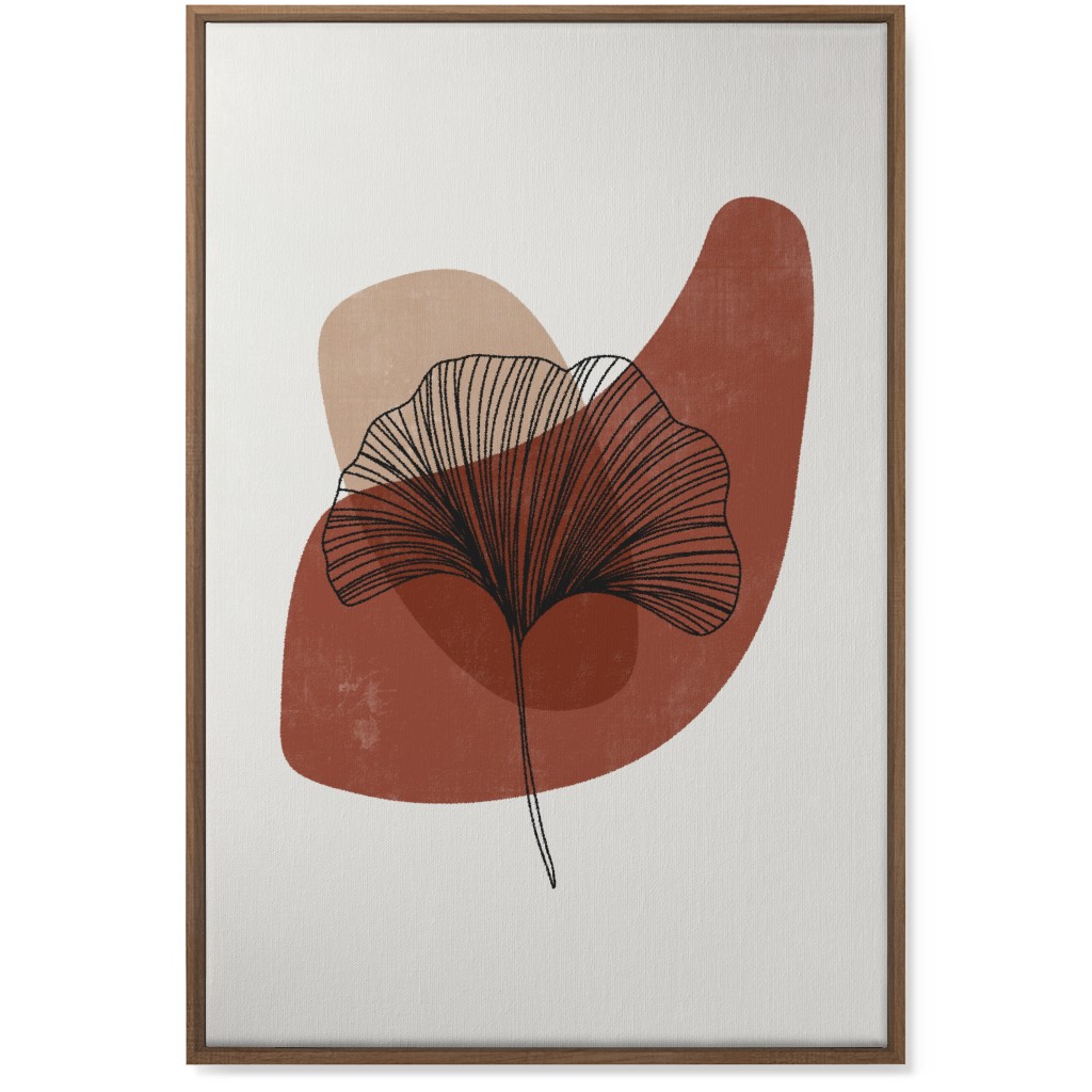 Abstract Ginko - Terracotta and Ivory Wall Art, Natural, Single piece, Canvas, 24x36, Brown