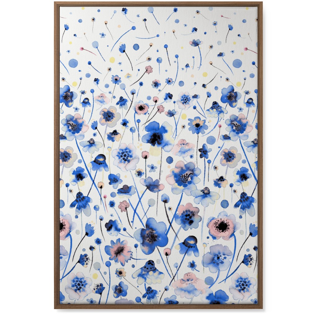 Gradation of Flowers - Blue Wall Art, Natural, Single piece, Canvas, 24x36, Blue