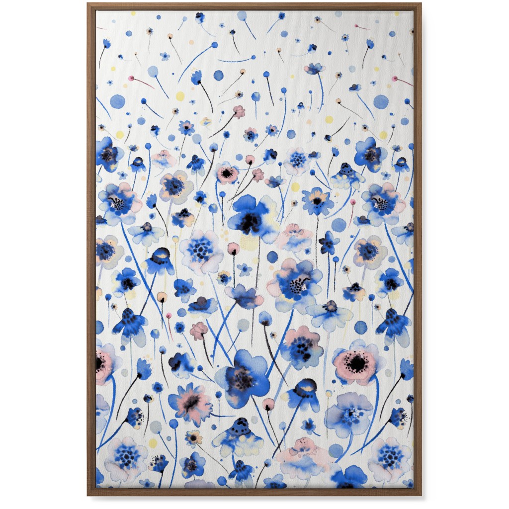 Gradation of Flowers - Blue Wall Art, Natural, Single piece, Canvas, 24x36, Blue, True Blue