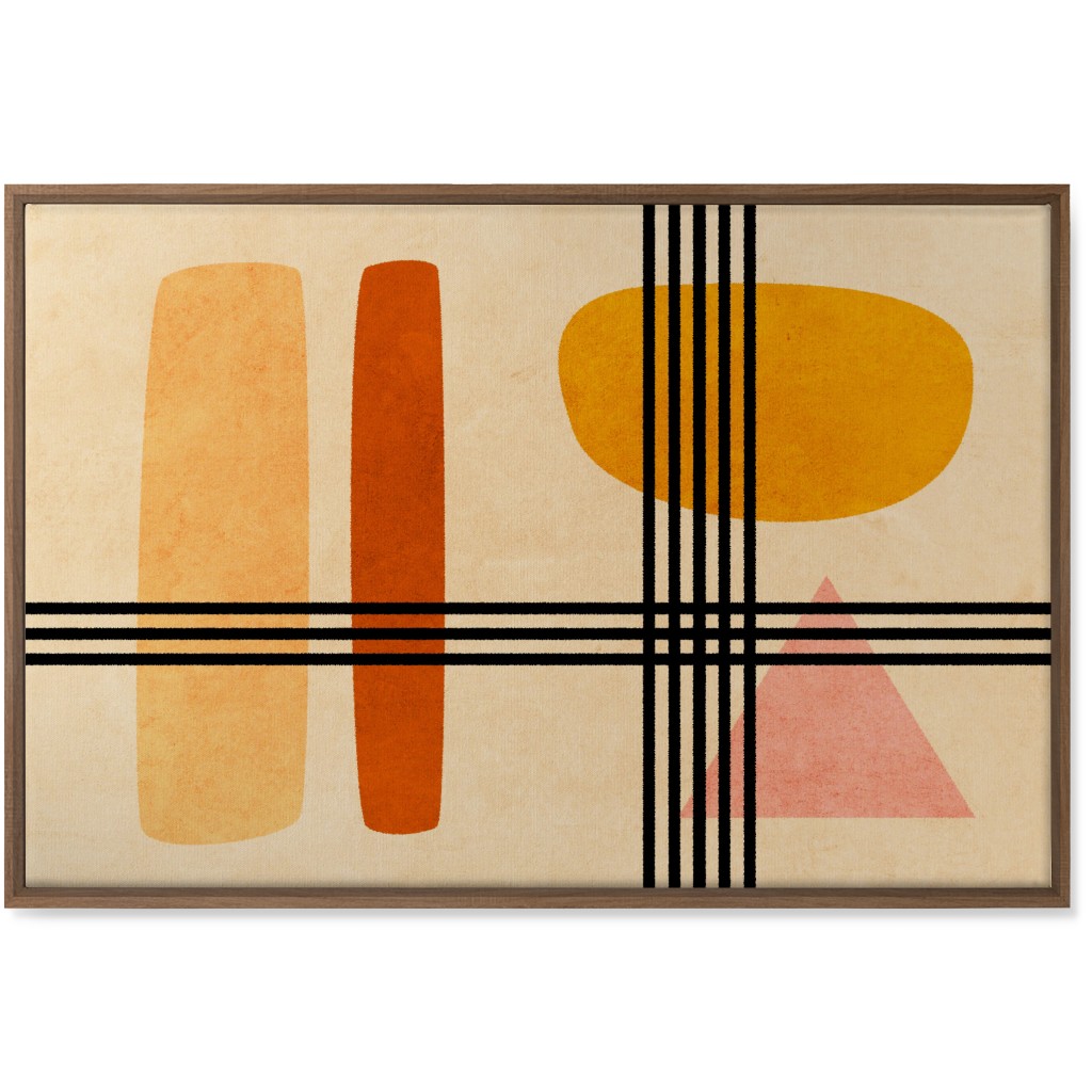 Criss-Cross Abstract Wall Art, Natural, Single piece, Canvas, 24x36, Orange