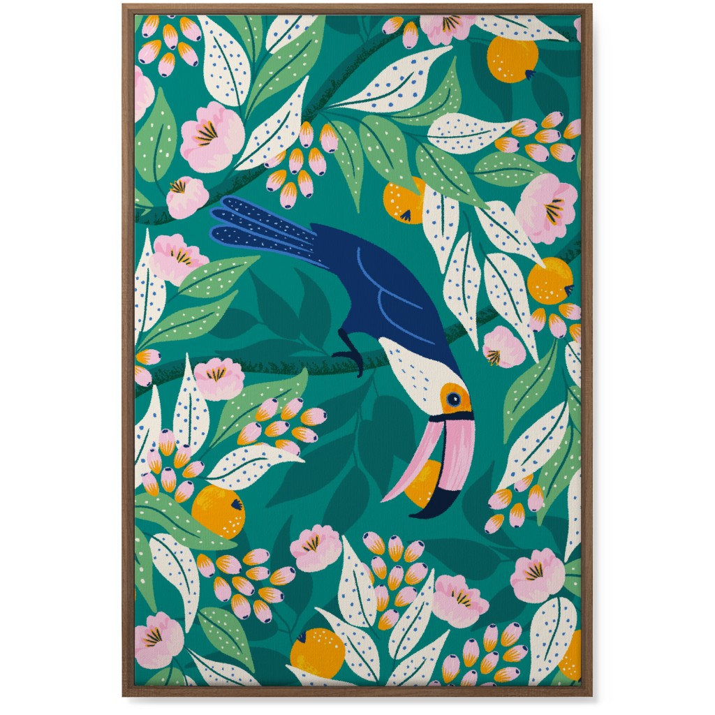 Toucan in Jungle - Multi Wall Art, Natural, Single piece, Canvas, 24x36, Green