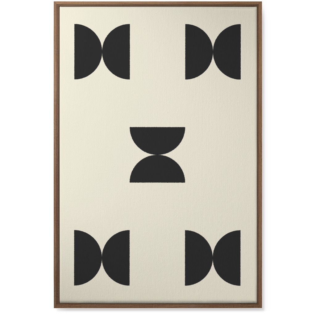 Minimal Geometric Abstract Bauhuas - Cream and Black Wall Art, Natural, Single piece, Canvas, 24x36, Beige