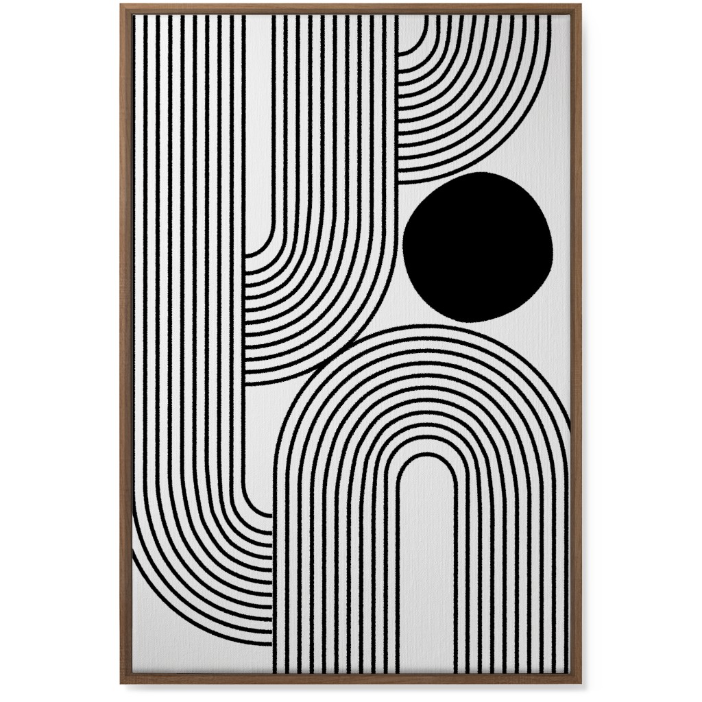 Rising Sun Minimal Geometric Lines Wall Art, Natural, Single piece, Canvas, 24x36, Black
