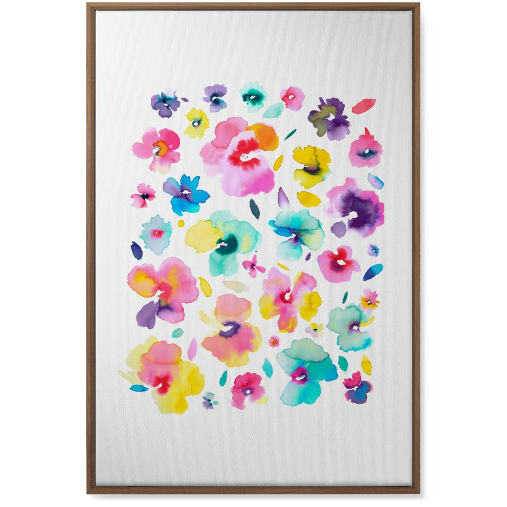 Watercolor Beautiful Flowers - Multi Wall Art, Natural, Single piece, Canvas, 24x36, Multicolor