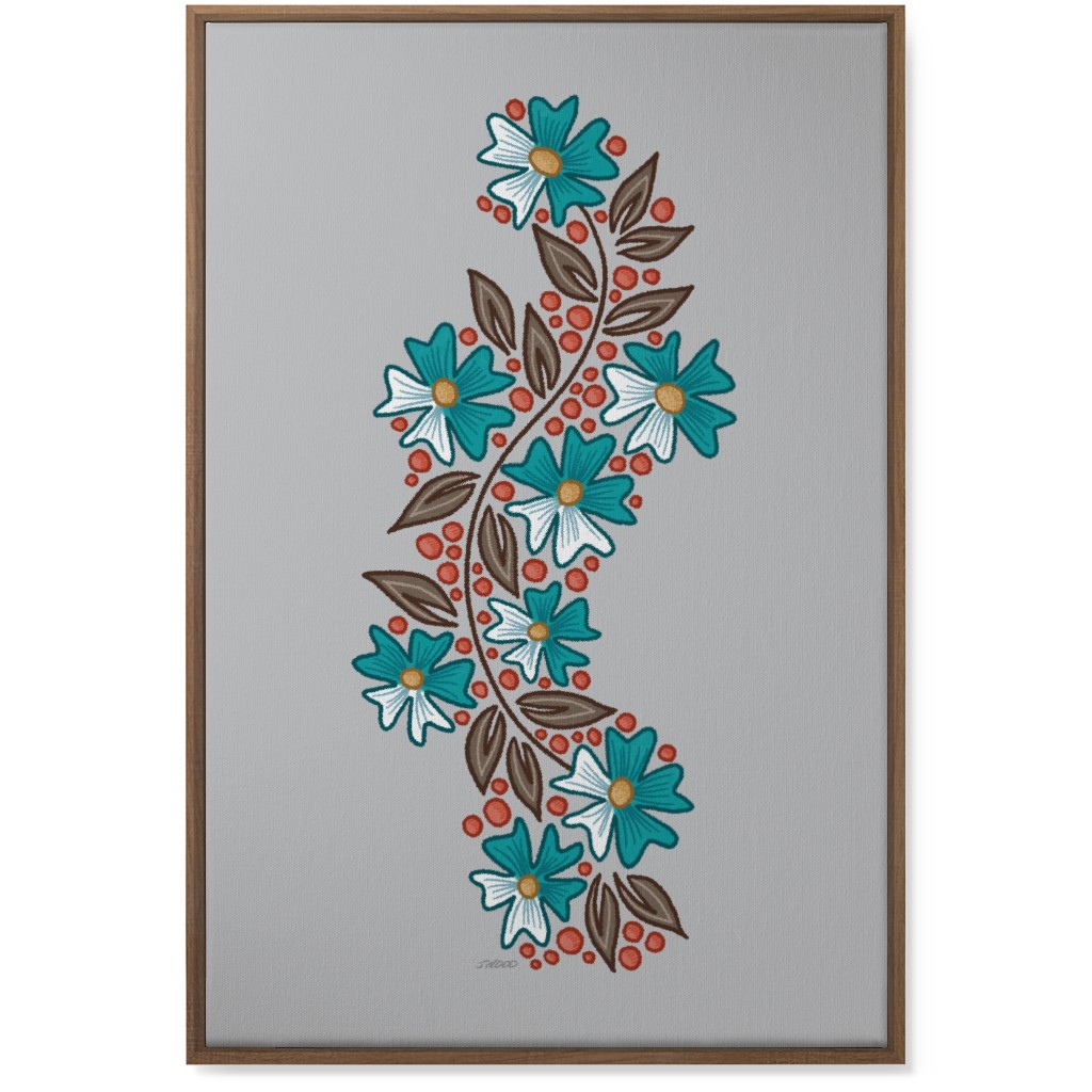 Floral Swish - Multi Wall Art, Natural, Single piece, Canvas, 24x36, Gray