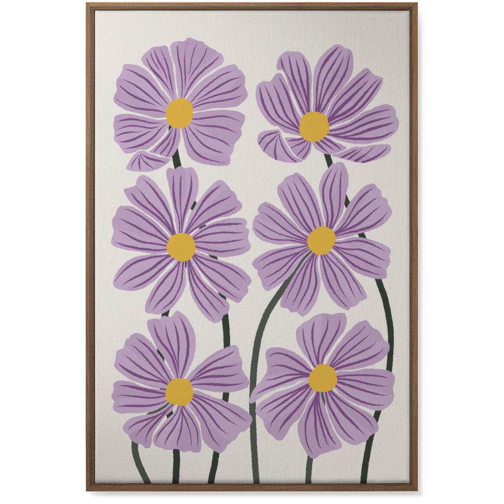 Botanical Cosmos Flowers Wall Art, Natural, Single piece, Canvas, 24x36, Purple