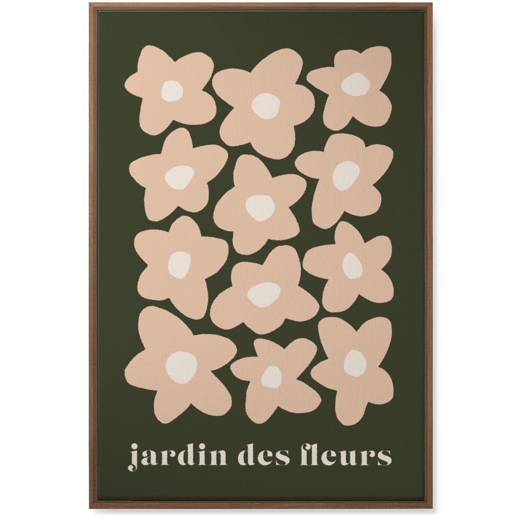 Botanical Graphic Retro Flower Garden Wall Art, Natural, Single piece, Canvas, 24x36, Green, Gray