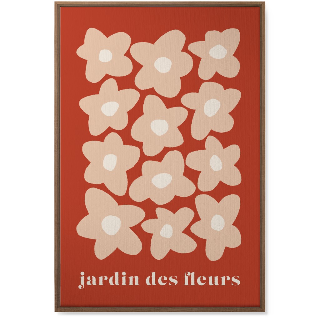 Botanical Graphic Retro Flower Garden Wall Art, Natural, Single piece, Canvas, 24x36, Red