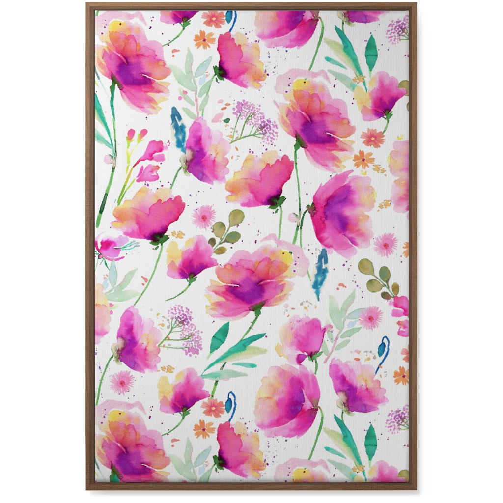 Abstract Poppies - Pink Wall Art, Natural, Single piece, Canvas, 24x36, Pink