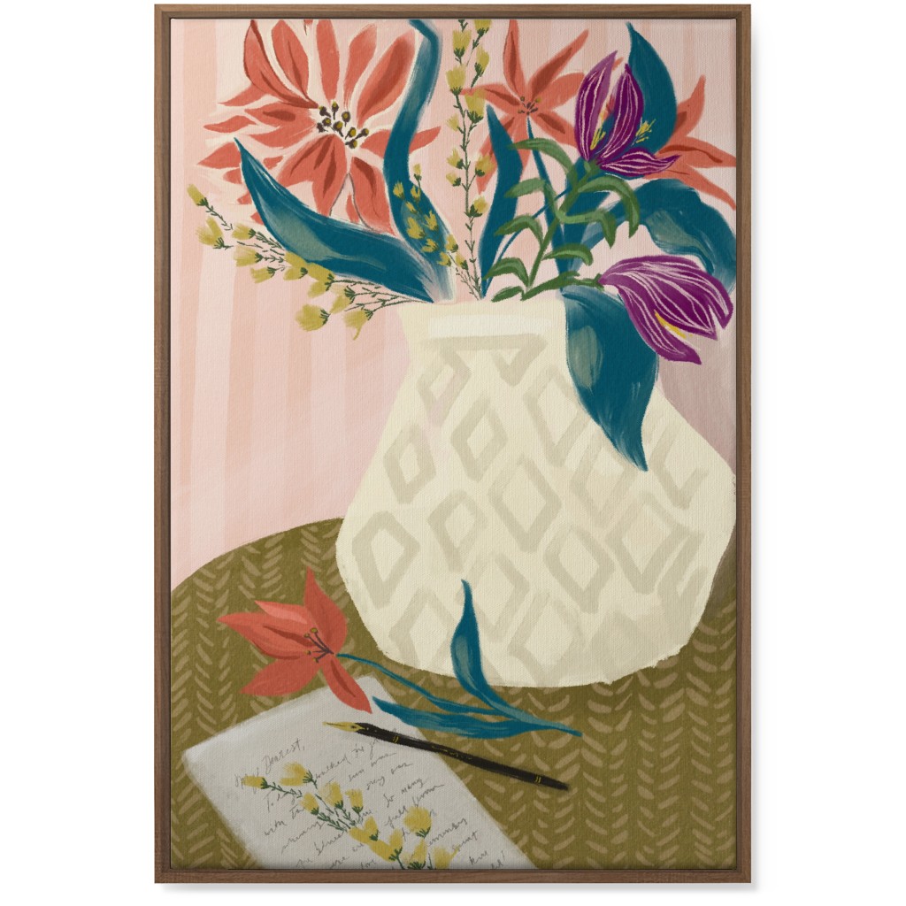 Letter and Lilies - Multi Wall Art, Natural, Single piece, Canvas, 24x36, Multicolor