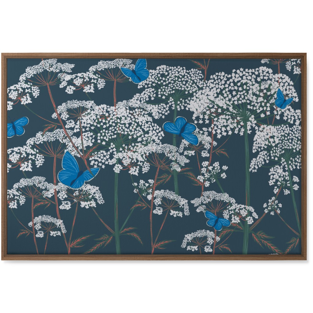 Queen Annes Lace - Green and Blue Wall Art, Natural, Single piece, Canvas, 24x36, Blue
