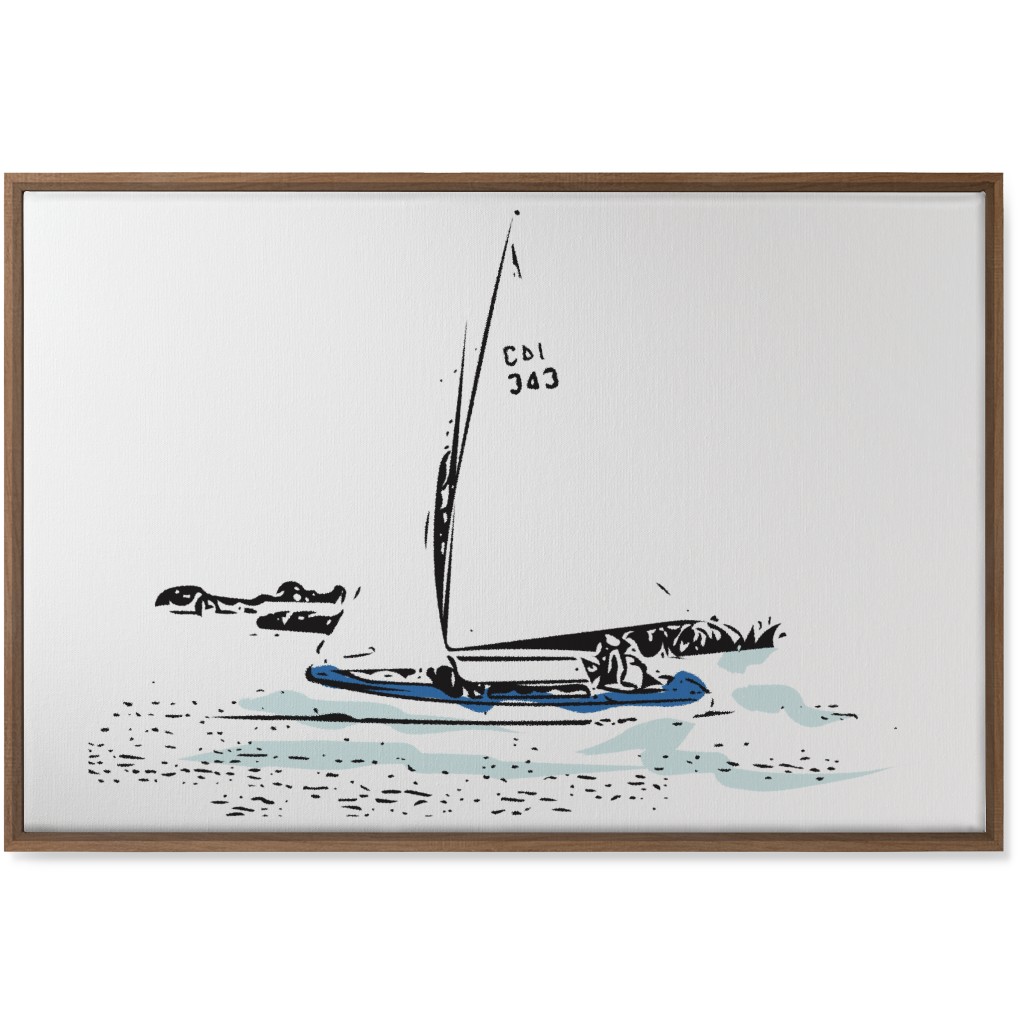 Sailing - White and Blue Wall Art, Natural, Single piece, Canvas, 24x36, White