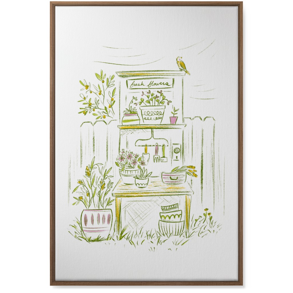 Fresh Flowers - Green Wall Art, Natural, Single piece, Canvas, 24x36, Green, Classic Green