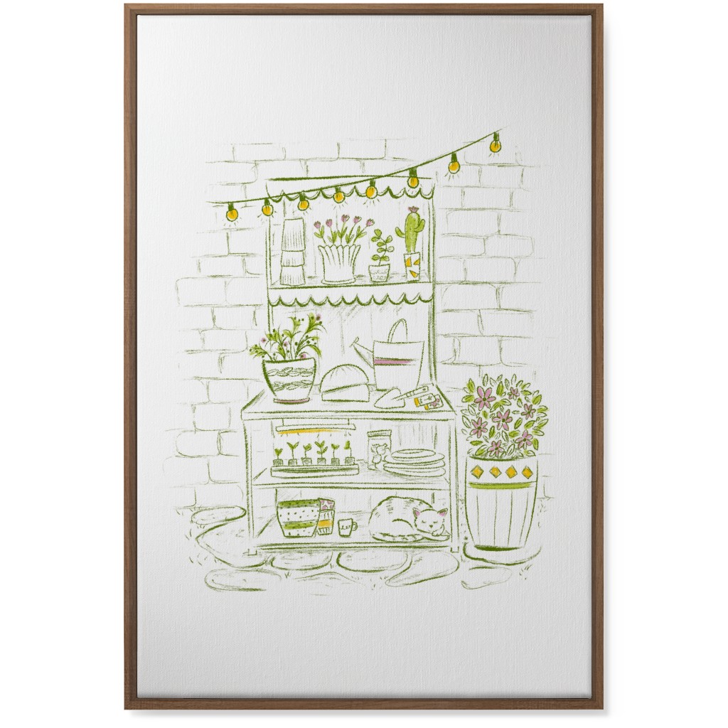 the Cat Nap Potting Stand - Green Wall Art, Natural, Single piece, Canvas, 24x36, Green, Classic Green