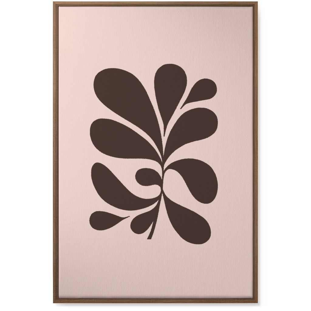 Minimal Foliage - Pink and Brown Wall Art, Natural, Single piece, Canvas, 24x36, Pink, Bright Pink