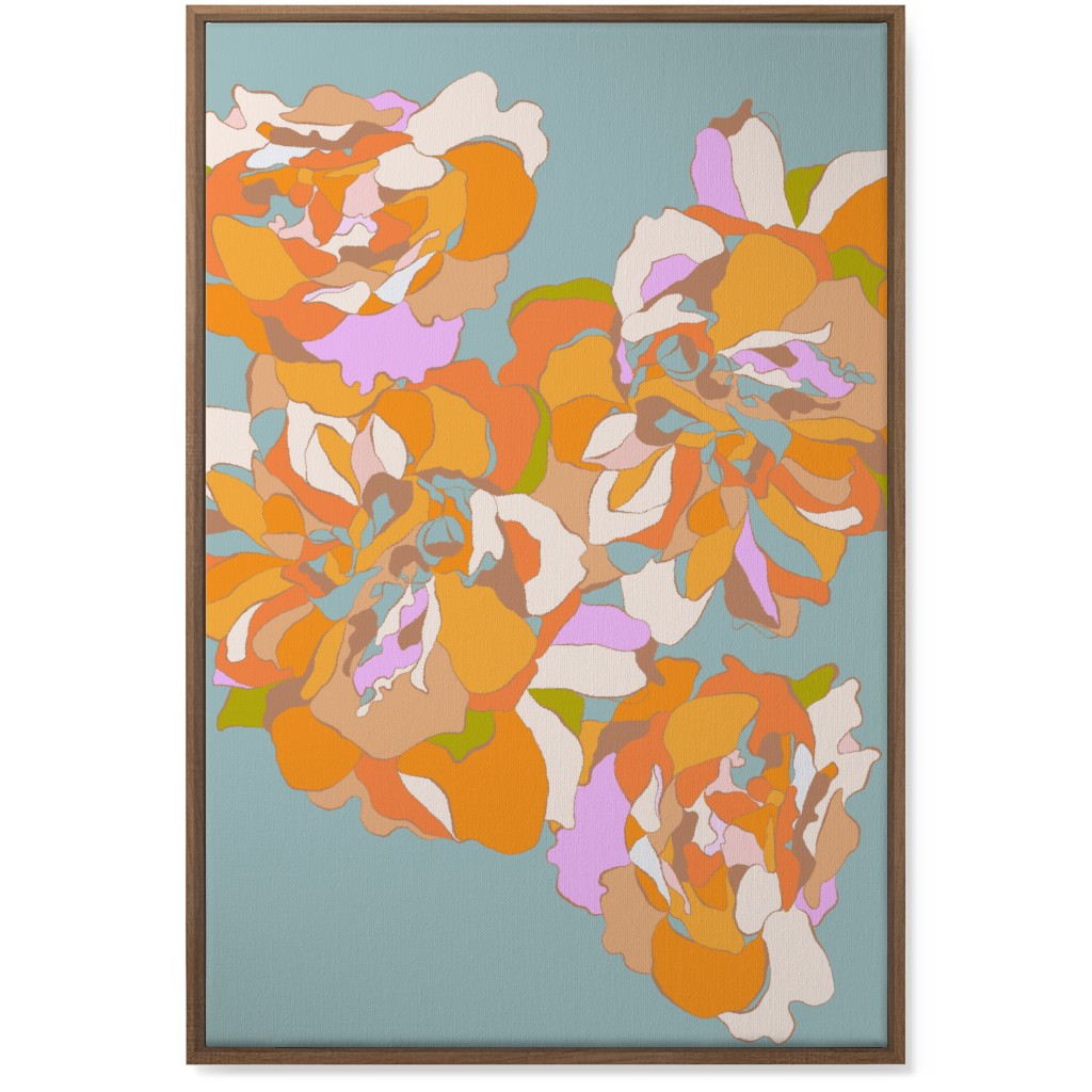 Maxi Boho Peonies Wall Art, Natural, Single piece, Canvas, 24x36, Orange