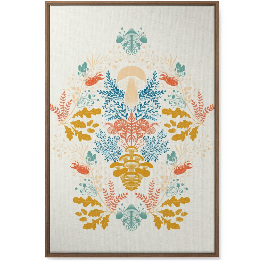 Mushroom Forest Wall Art, Natural, Single piece, Canvas, 24x36, Multicolor