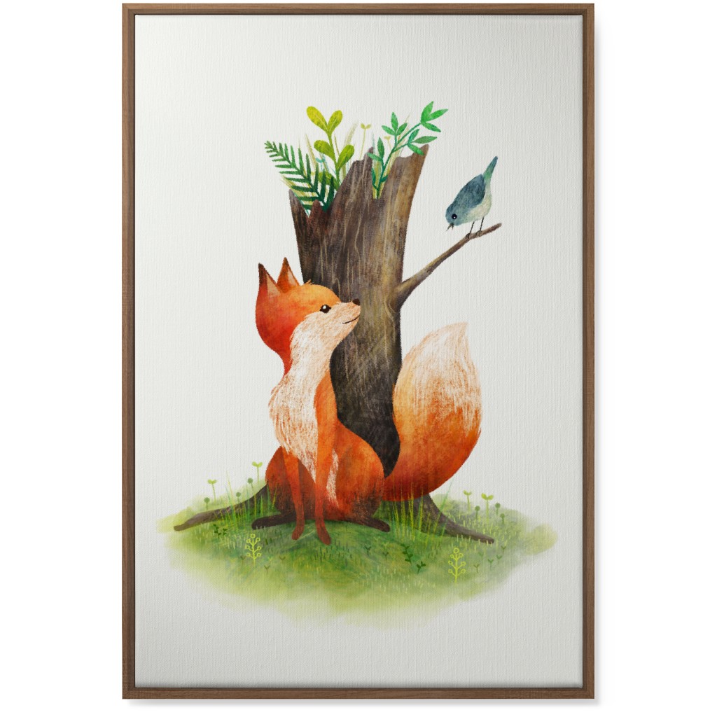 Fox and Bird - Multi Wall Art, Natural, Single piece, Canvas, 24x36, Multicolor
