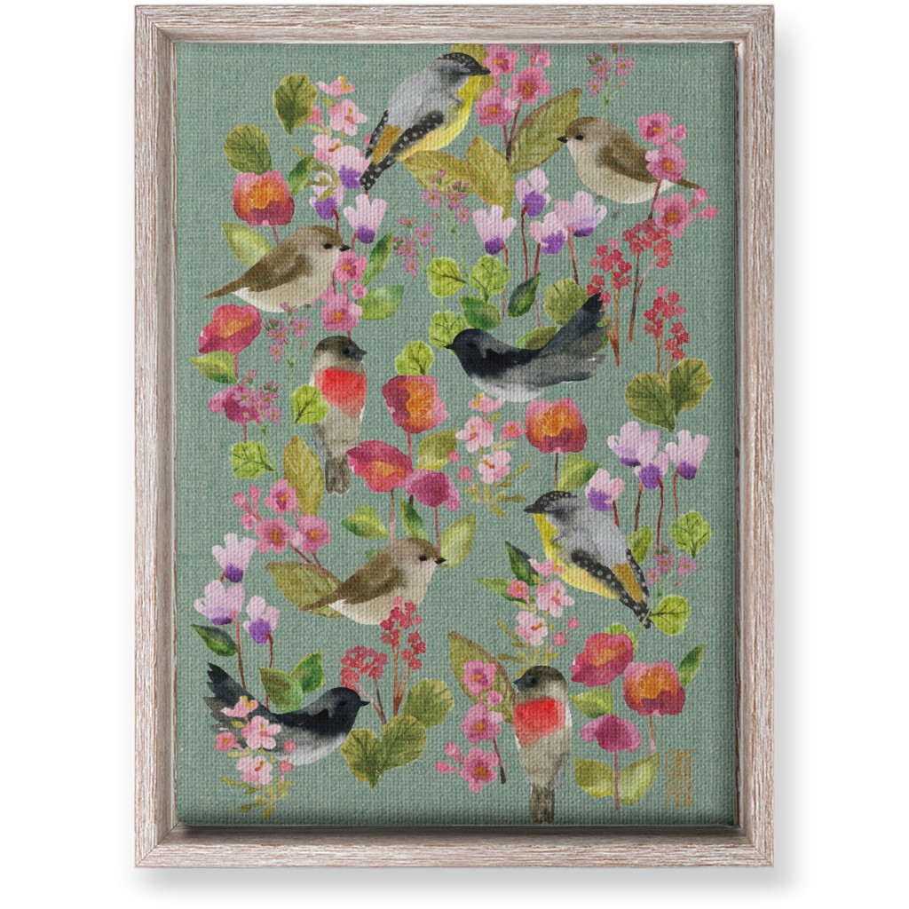 Winter Birds in the Garden Wall Art, Rustic, Single piece, Canvas, 10x14, Multicolor