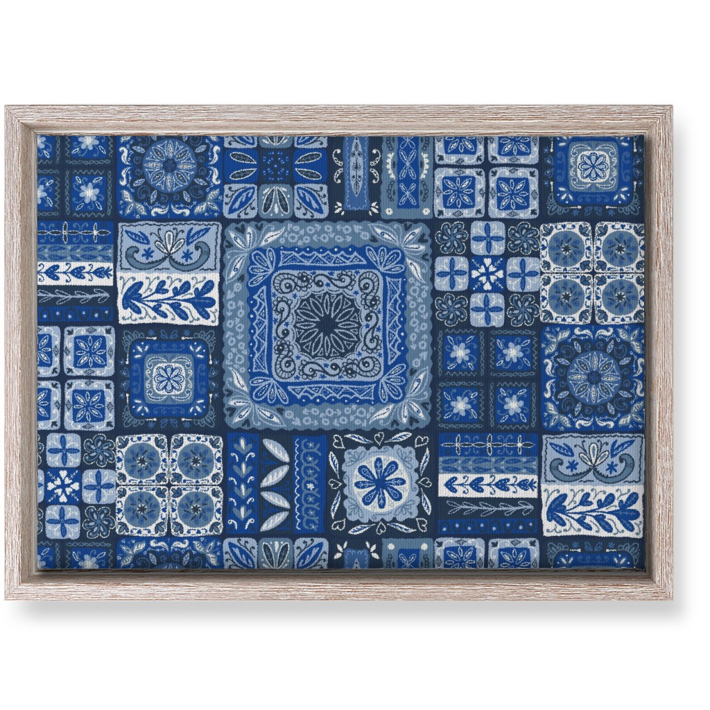 Grandma's Patchwork - Blue Wall Art, Rustic, Single piece, Canvas, 10x14, Blue, True Blue