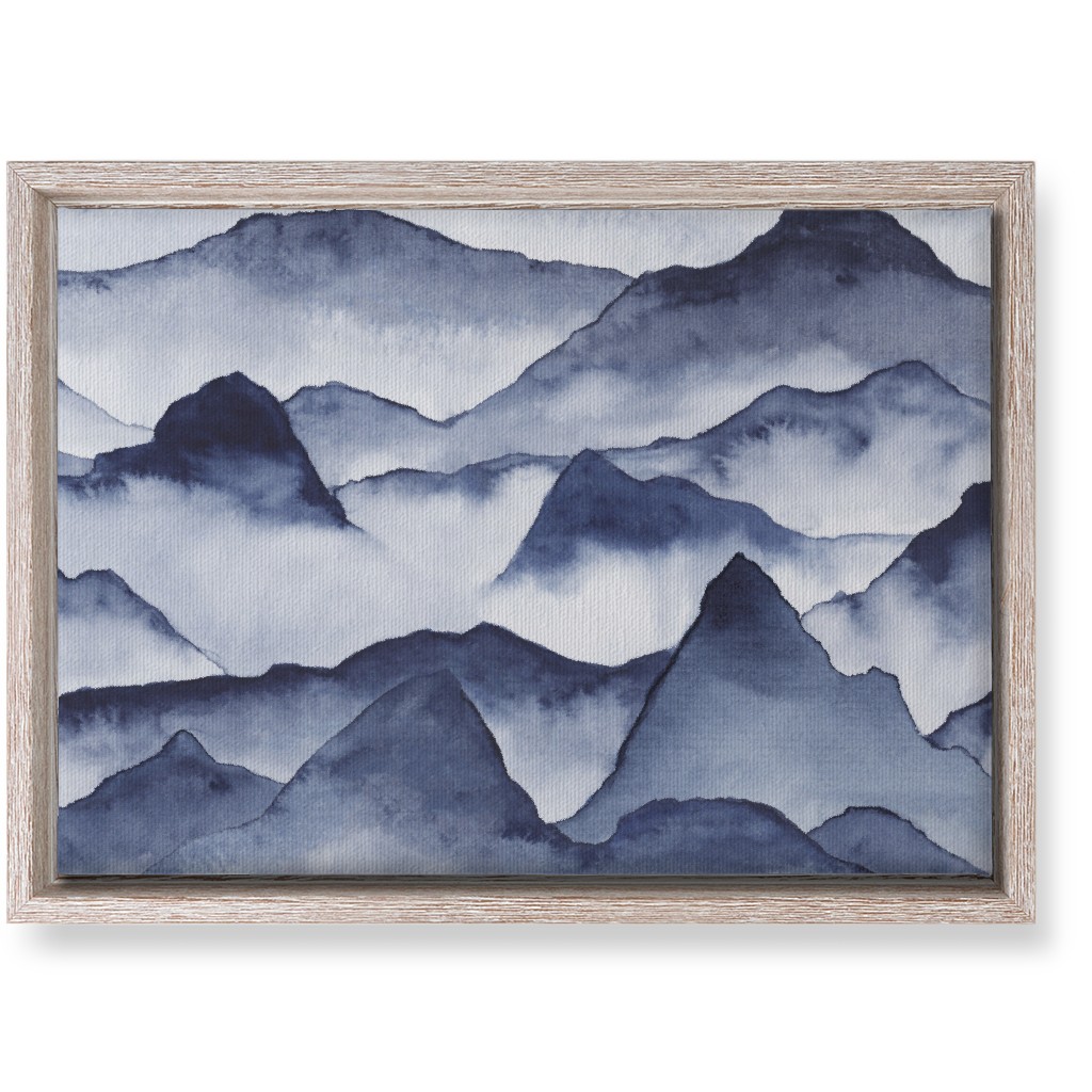 Watercolor Mountains - Blue Wall Art, Rustic, Single piece, Canvas, 10x14, Blue