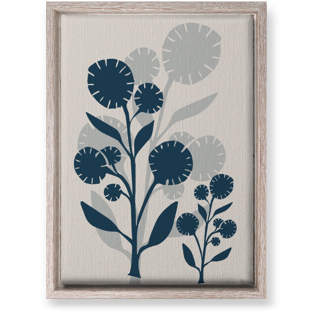 Abstract Flower Wall Art, Rustic, Single piece, Canvas, 10x14, Blue