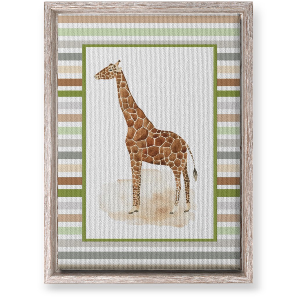 Jungle Safari Animals and Stripes Giraffe Wall Art, Rustic, Single piece, Canvas, 10x14, Multicolor