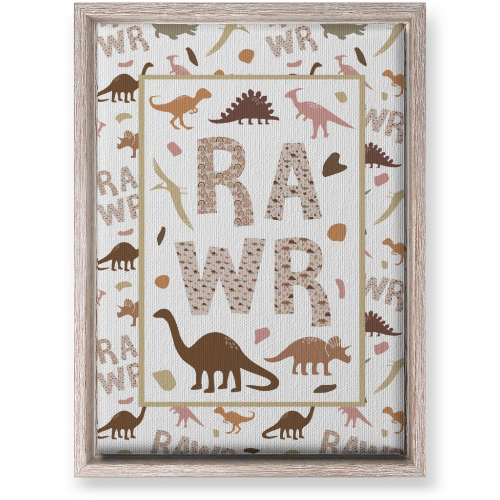 Rawr Dinosaurs - Neutral Wall Art, Rustic, Single piece, Canvas, 10x14, Multicolor
