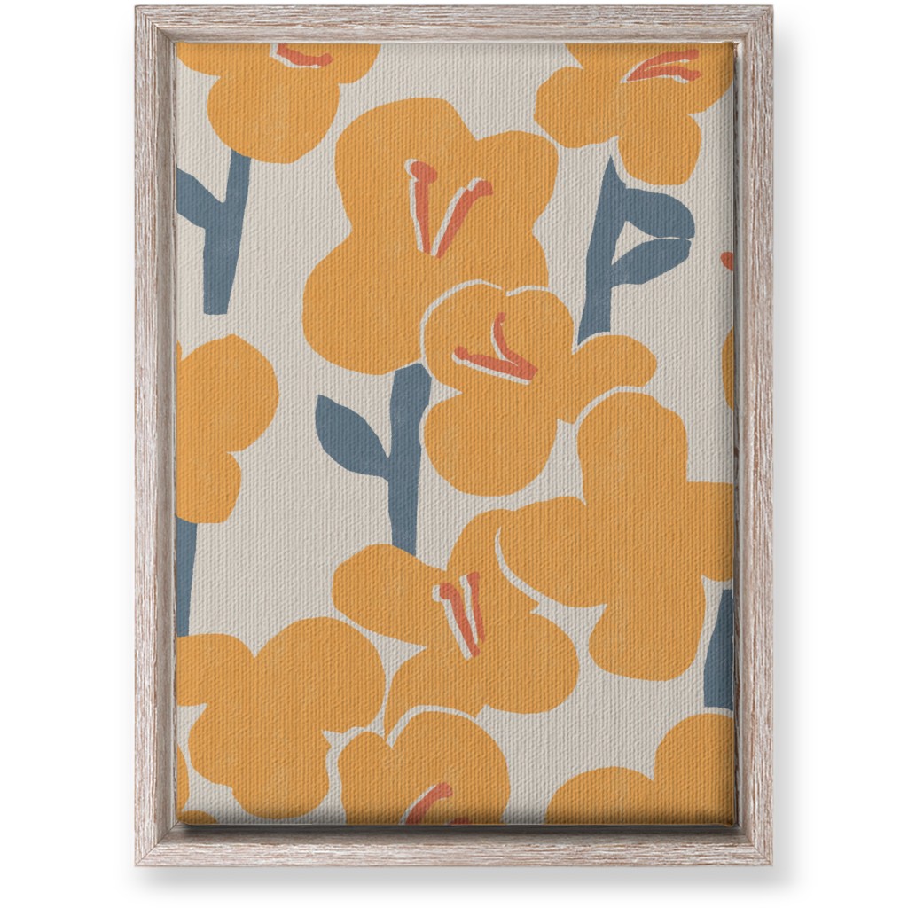 Field of Mod Flowers - Yellow Wall Art, Rustic, Single piece, Canvas, 10x14, Yellow