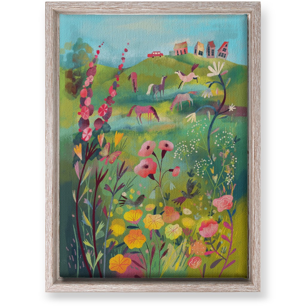 Meadow With Horses - Multi Wall Art, Rustic, Single piece, Canvas, 10x14, Multicolor