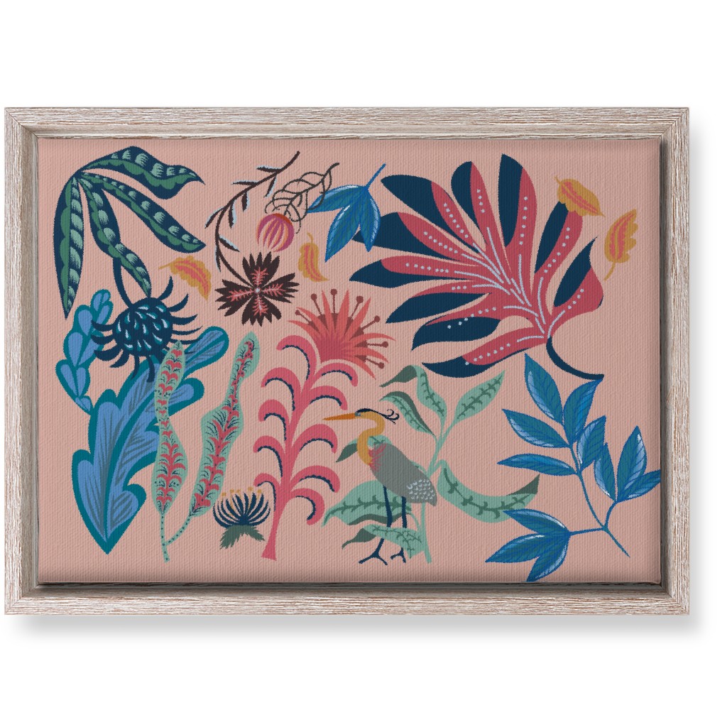 Bold Heron - Multi on Pink Wall Art, Rustic, Single piece, Canvas, 10x14, Pink, Bright Pink