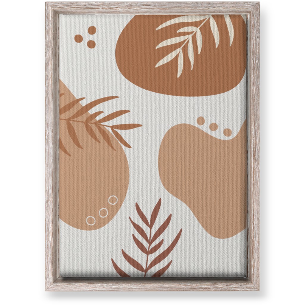 Abstract Shapes and Fern Leaves - Neutral Wall Art, Rustic, Single piece, Canvas, 10x14, Orange