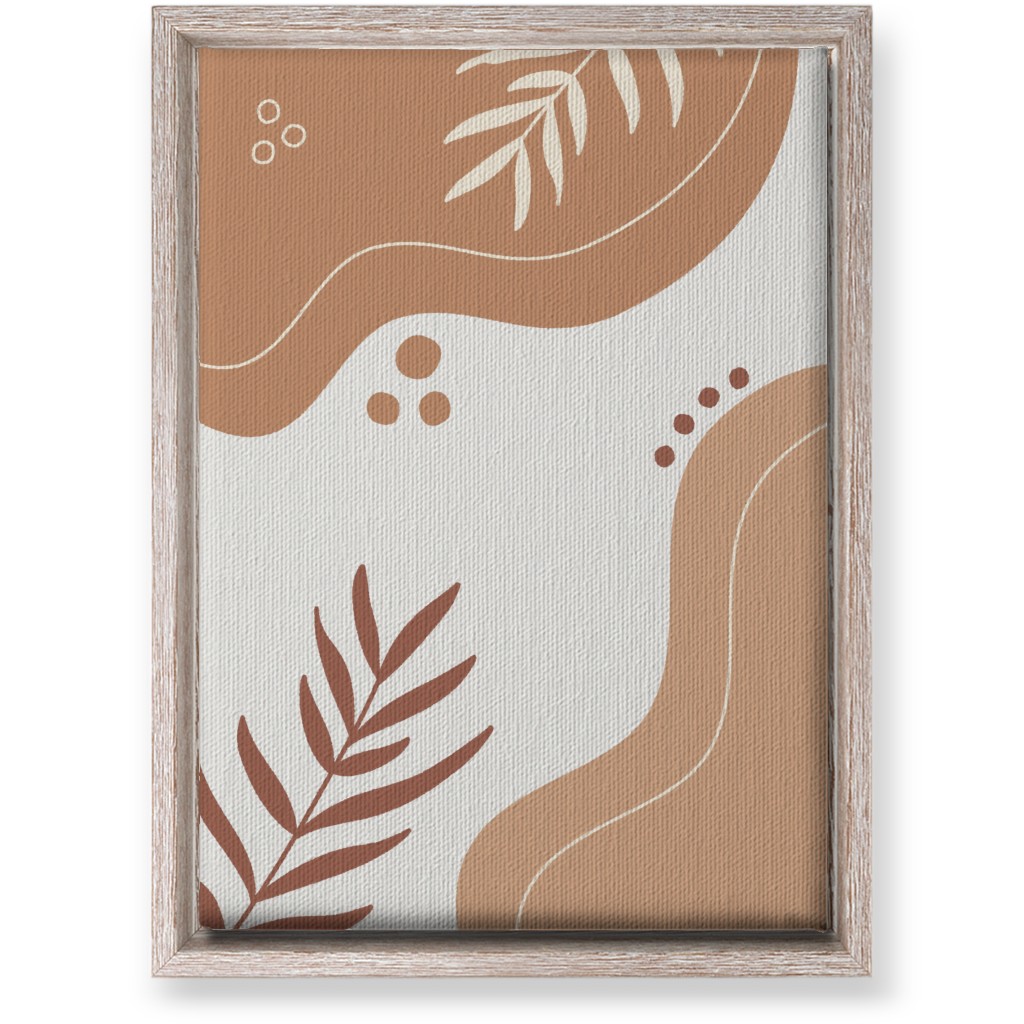 Fern Leaves and Abstract Shapes - Neutral Wall Art, Rustic, Single piece, Canvas, 10x14, Orange