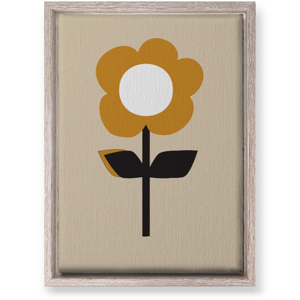 Retro Flower Wall Art, Rustic, Single piece, Canvas, 10x14, Orange, Golden