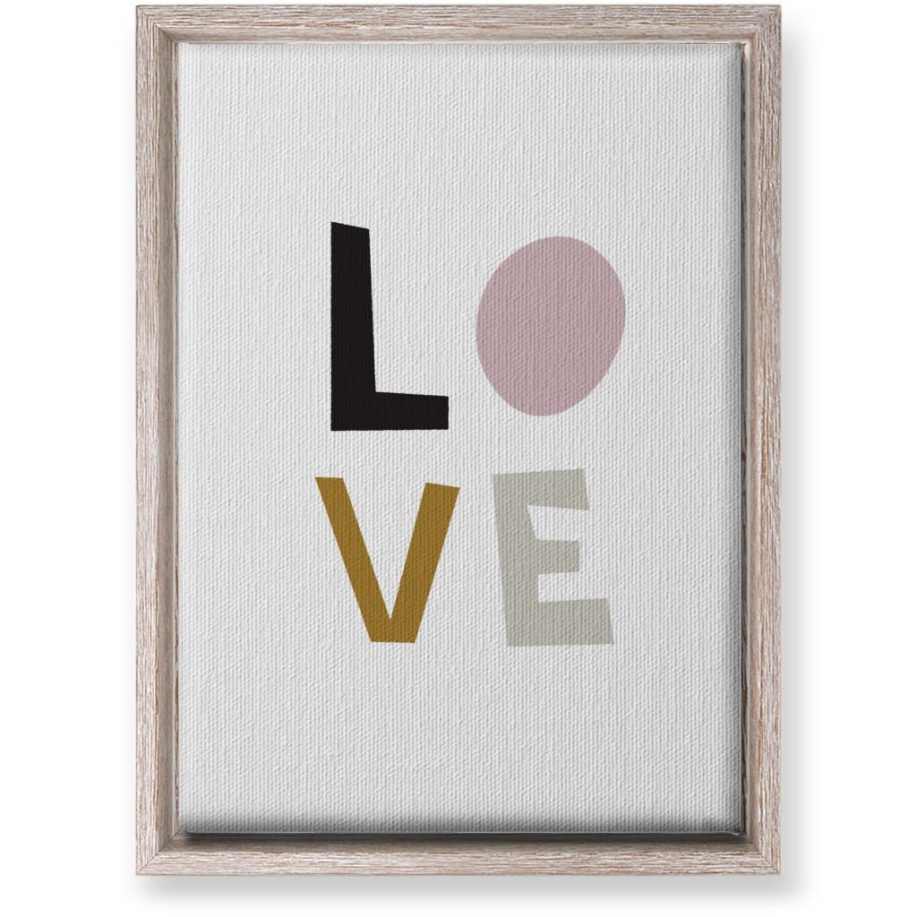 Love Typography - Neutral With Pink Wall Art, Rustic, Single piece, Canvas, 10x14, Multicolor