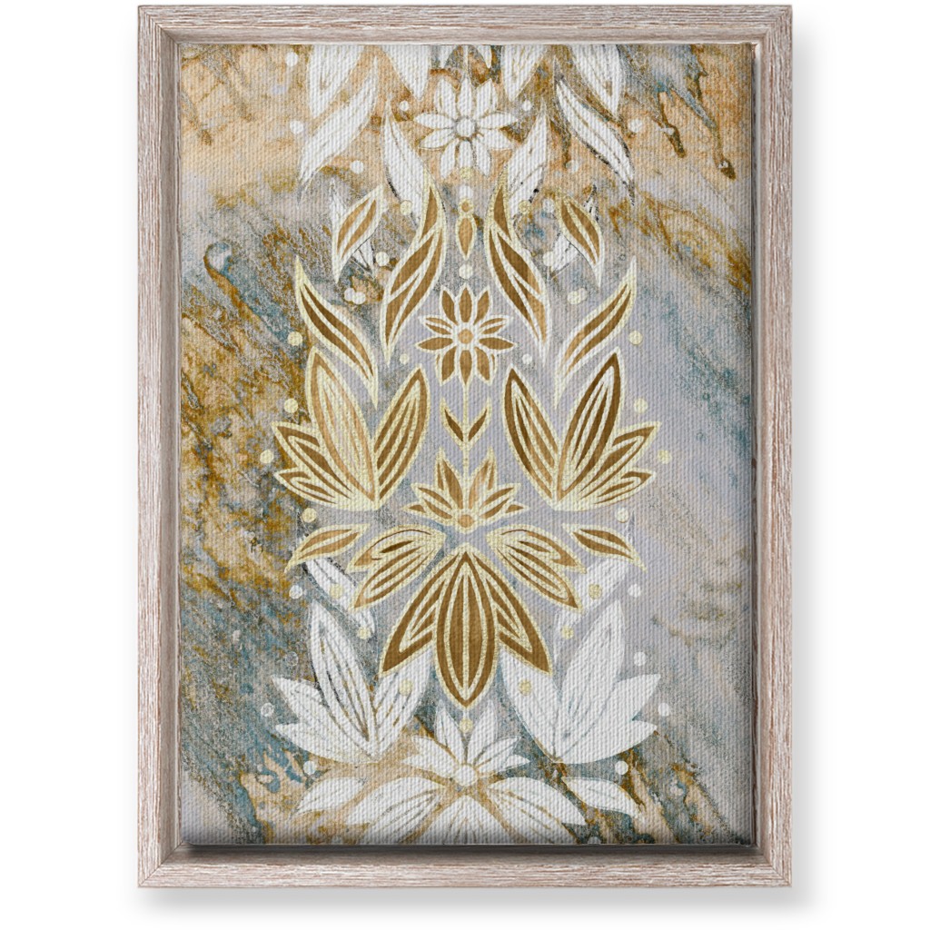 Floral Art Deco Marble Wall Art, Rustic, Single piece, Canvas, 10x14, Yellow