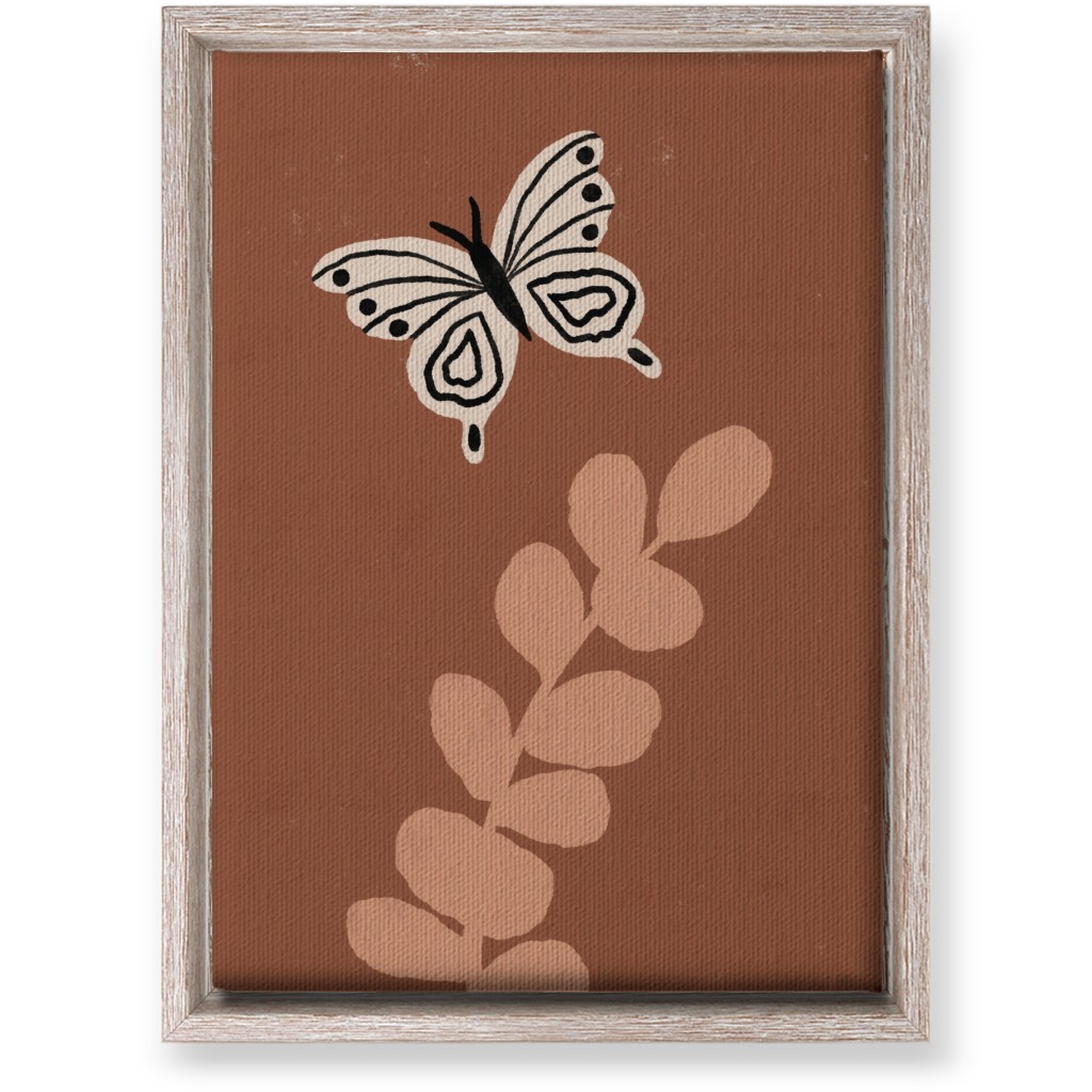 Butterfly and Branch - Warm Wall Art, Rustic, Single piece, Canvas, 10x14, Brown